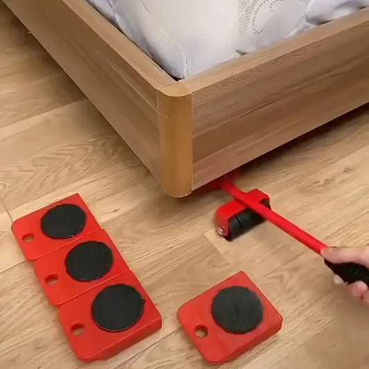 EasyMove – Set Ridicare Mobilă EM150 – Role Negre, Roșu, 150kg