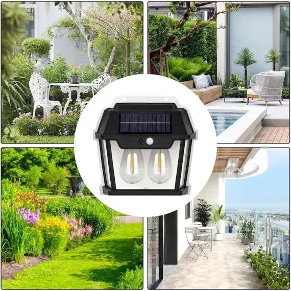 🌓 SolarGlow – Lampa Solară LED cu 2 Becuri, Senzor de Mișcare și 3 Moduri de Lumină