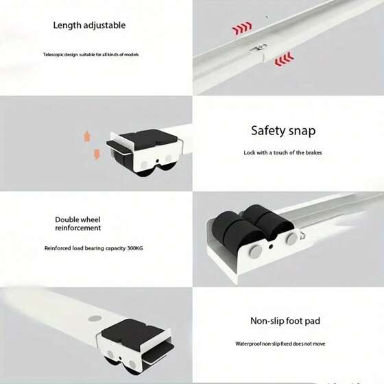 🛠️ RollMaster – Suport cu Role Reglabile pentru Mașini de Spălat – 2 Frâne, Anti-Vibrații 🧺