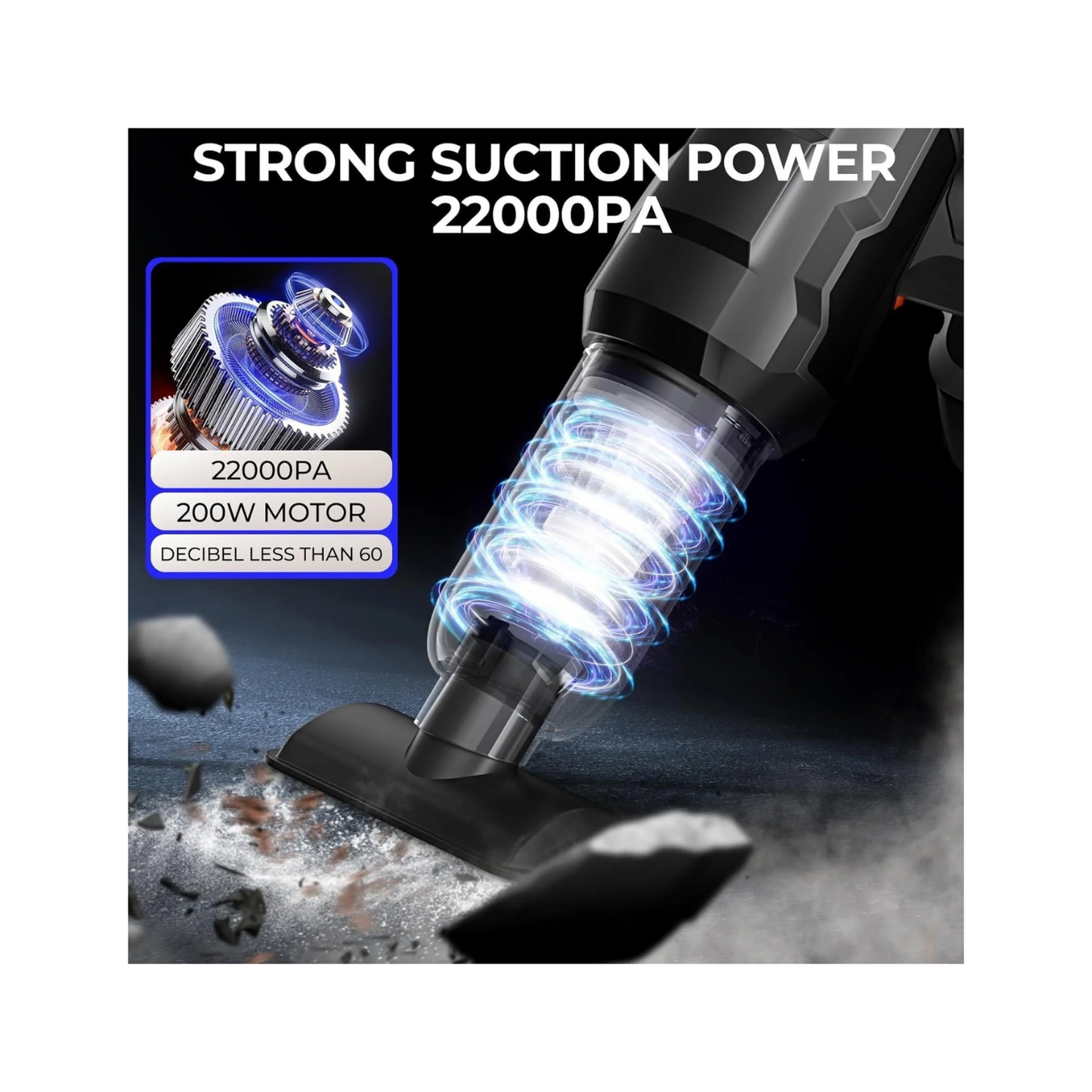 AirFlex 6in1 – Aspirator Portabil 🚗💨 cu Funcție de Suflare, Baterie Detasabilă și Reîncărcabilă 🔋, Design Compact pentru Mașină, Casă 🏠, Birou 🧑‍💻 și Îngrijirea Animalelor de Companie 🐾