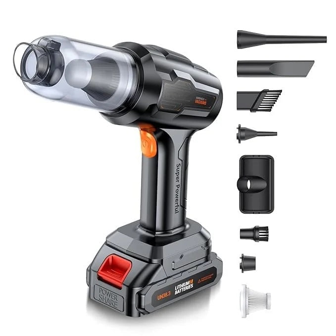 AirFlex 6in1 – Aspirator Portabil 🚗💨 cu Funcție de Suflare, Baterie Detasabilă și Reîncărcabilă 🔋, Design Compact pentru Mașină, Casă 🏠, Birou 🧑‍💻 și Îngrijirea Animalelor de Companie 🐾