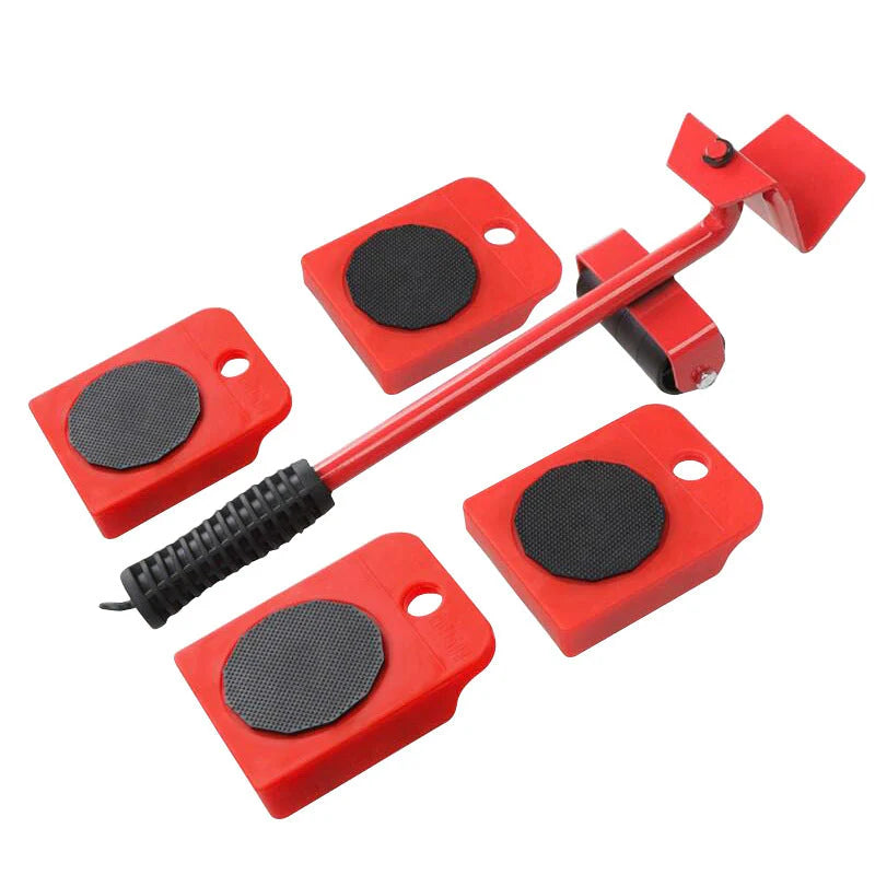 EasyMove – Set Ridicare Mobilă EM150 – Role Negre, Roșu, 150kg