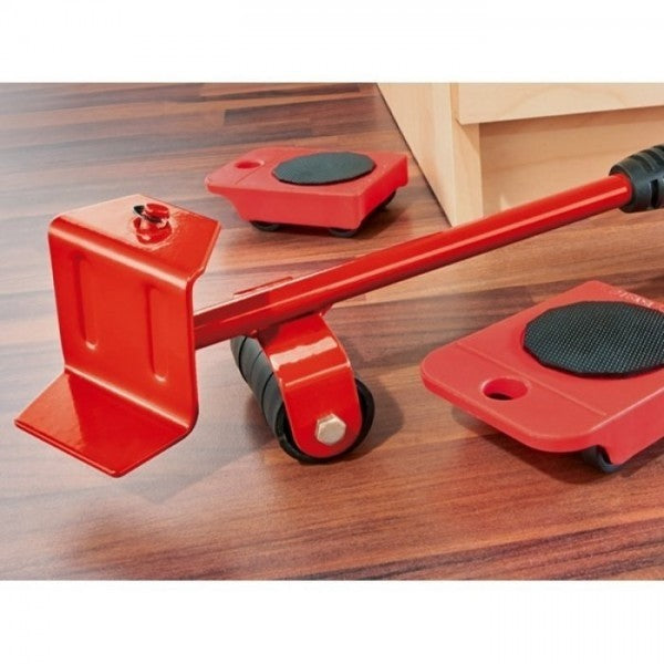 EasyMove – Set Ridicare Mobilă EM150 – Role Negre, Roșu, 150kg