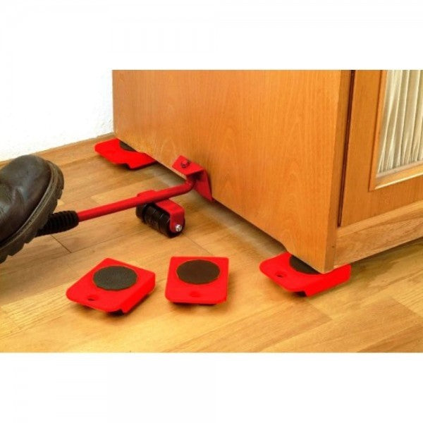 EasyMove – Set Ridicare Mobilă EM150 – Role Negre, Roșu, 150kg