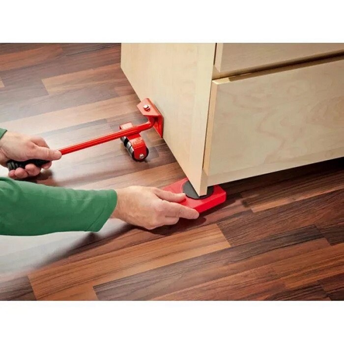 EasyMove – Set Ridicare Mobilă EM150 – Role Negre, Roșu, 150kg